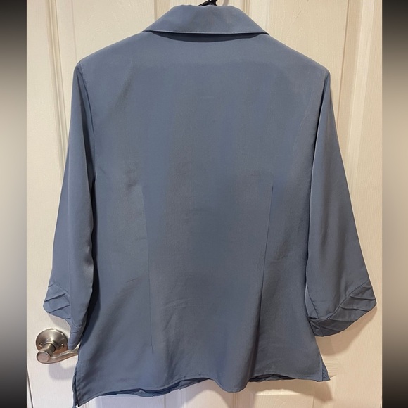 Maggie Sweet Vintage Blue Button Up Blouse Size Small Petite - Picture 3 of 3